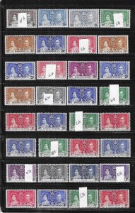 1937 GEORGE VI CORONATION- 22 SETS -11 LH/3 HINGED- ALL OTHERS NEVER HINGED