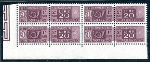 Postal parcels Lire 20 wheel III straight n. 74 / IV quatrain a. by f.