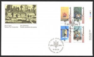 Canada Sc# 1326-1329 FDC inscription block 1991 08.29 Arrival of Ukrainians