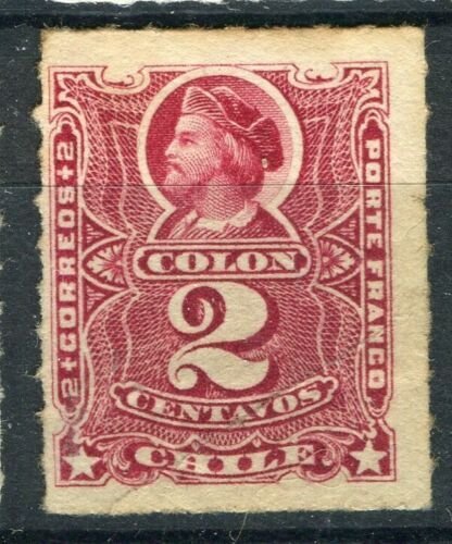 CHILE; 1900 early Columbus rouletted issue Mint hinged Shade of 2c. value 