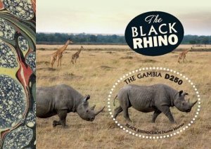 Gambia 2019 - Black Rhinos - Souvenir Stamp Sheet - Scott #3829 - MNH