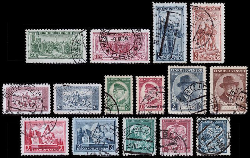 Czechoslovakia Scott 195 // 211 (1934-35) Used H F-VF Complete Sets B