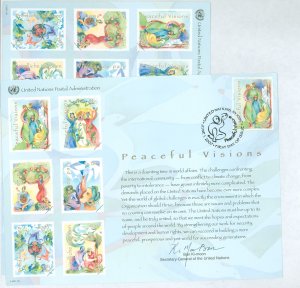 United Nations SC63 2 Peaceful Visions cards one mint other FDC #932