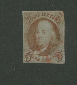 United States Postage Stamp #1b Used Red Grid Cancel Certified