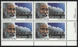 HISTORY = JOSIAH HENSON = Canada 1983 #997 MNH LR BLOCK OF 4