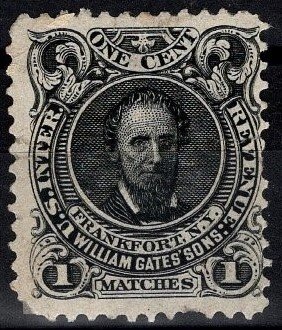 1864 US Scott #- RO92d 1 Cent Private Die Match William Gates' & Sons Un...