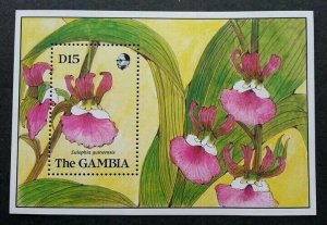 *FREE SHIP Gambia Orchids 1989 Flower Flora Plant (miniature sheet) MNH