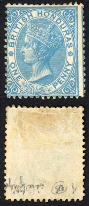 British Honduras SG2 1d Blue No Wmk Perf 14 Great Colour M/M (Hinge remainder)