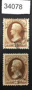 MOMEN: US STAMPS #146,157 USED LOT #34078