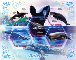 TCHAD CHAD TSCHAD 2011 SHEET MNH WHALES BALEINES MARINE LIFE