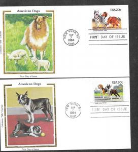 U S 2098-2101 FDC Set of 8 Colorano Silk American Dogs!