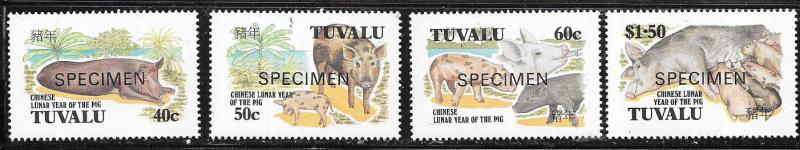 Tuvalu #685-688  Year of the Pig( MNH) Specimen copies CV $8.00