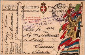 1918 Italy Military Post Aviation WW1 Censored Letter Postcard Cover to Padua