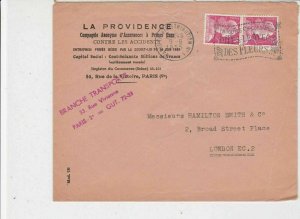 France 1955 Flowers for All Occasions Slogan Cancel Stamps Cover to London 31990