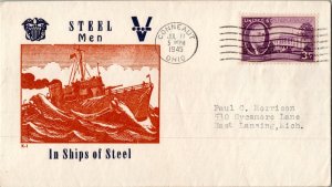 United States Ohio Conneaut 1945 machine  Steel Men In Ships of Steel Patriotic.