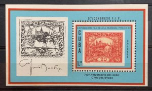 CUBA 1988 SC# 3056 PRAGA 70th Anniv. Czech Postage Souvenir Sheet MNH