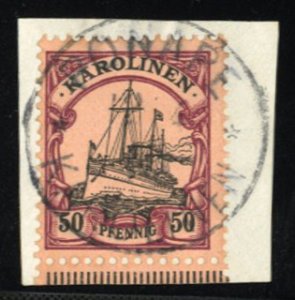 German Colonies, Caroline Islands #14 Cat$19, 1901 50pf purple and black, use...