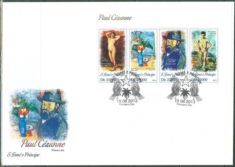 SAO TOME 2013  PAUL CEZANNE SHEET FIRST DAY COVER