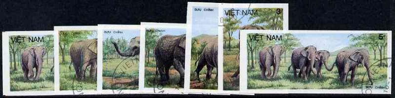 Vietnam 1986 Elephants imperf set of 6 cto used (very sca...