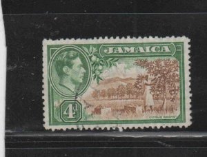 JAMAICA #122  1938  4p  KING GEORGE VI & CITRUS GROVE     F-VF  USED  d