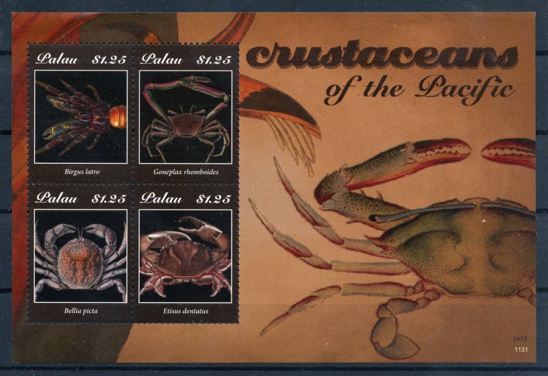 Palau 1069 MNH, Crustaceans of the Pacific Souvenir Sheet from 2011.