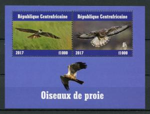 Central African Republic 2017 MNH Birds of Prey 2v M/S II Raptors Stamps