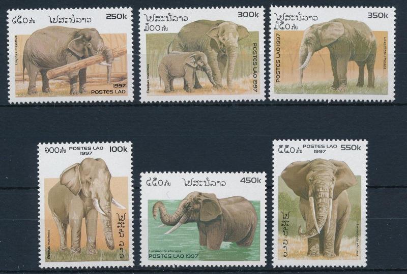 [31258] Laos 1997 Wild animals Mammals Elephants MNH