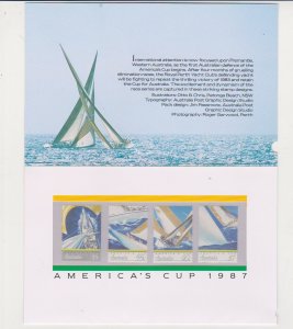 Australia Scott # 1011-1014 America's Cup-Views Of Yachts Racing MNH 1987 Origi