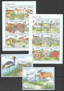 Ft075 1994 Gambia Mushrooms Animals Birds #1964-81+Bl239-240 Michel 41 Euro Mnh