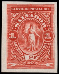 ✔️ EL SALVADOR 1890 - VICTORY IMPERFORATED  1 PESO- Sc. 46 Mi. 35 MNGAI [6.1]