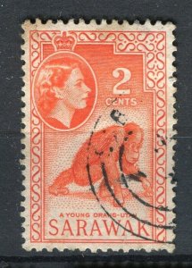 SARAWAK; 1953 early QEII pictorial issue fine used 2c. value