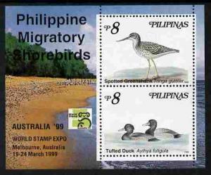 Philippines 1999 Birds perf m/sheet with Australia \'99 i...
