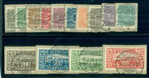 SLESVIG #1-14 (1-14) Complete set, used on small piece, VF, Facit $95.00