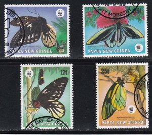Papua New Guinea # 697-700, WWF Butterflies, Used, 1/2 Cat.