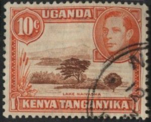 Kenya (KUT) 69 (used) 10c Lake Naivasha, org & brn (1948)