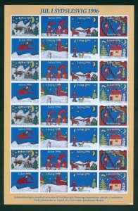 Denmark. Southslesvig 1996. Christmas Sheet Mnh. Santa, Dog, Cat, Snowman,Stars.