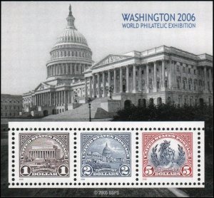 Washington 2006 Souvenir Sheet of Three Stamps Scott 4075