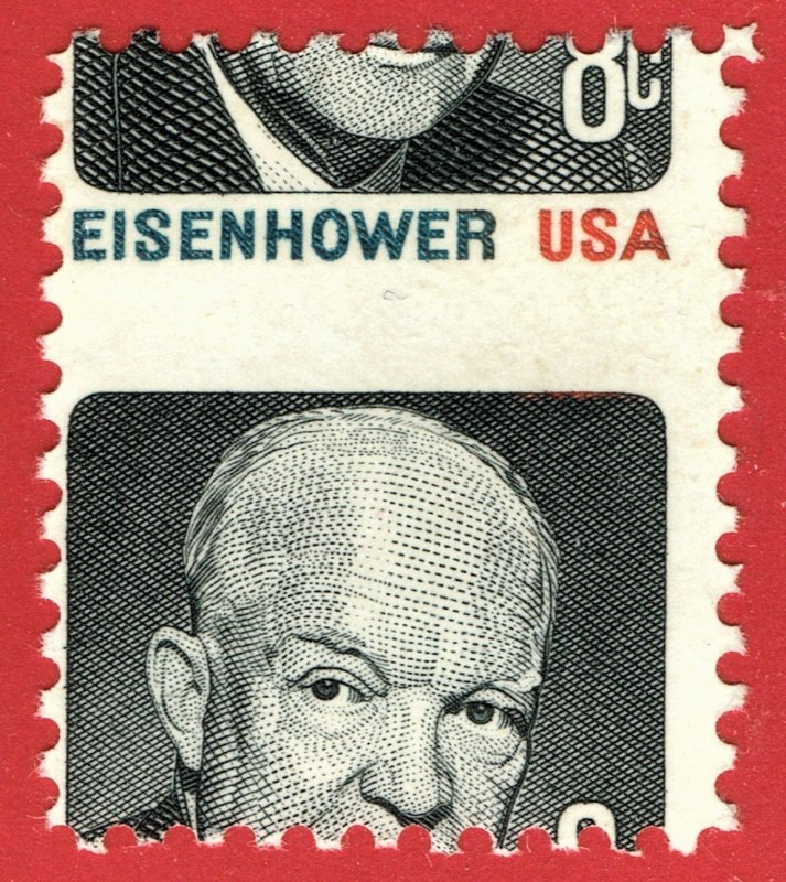 [0876] 1970-74 Scott#1394var 8c Eisenhower Perf Shift MNH OG