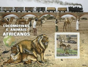 S. TOME & PRINCIPE 2009 - Trains of Africa Animals S/s - Mi 4235/BL.731