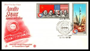 Russia & Soviet Union 4338-4341 Apollo Soyuz PCS Artcraft Set of Two U/A FDC