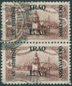 Iraq 1921 1½a on 5pa dull purple SG17 used pair