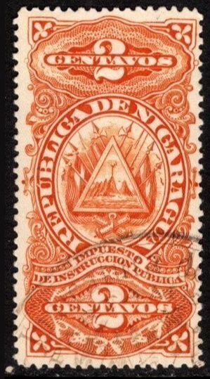 Vintage Nicaragua Revenue 1, 2, 5, 10 Centavos General Tax Duty Set/4 Used