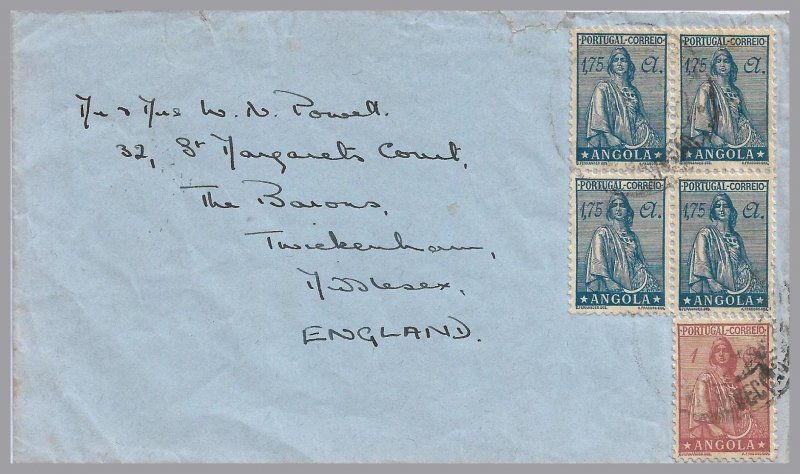 Angola - (Portugal) 1947 Ceres cover via Leopoldville to England