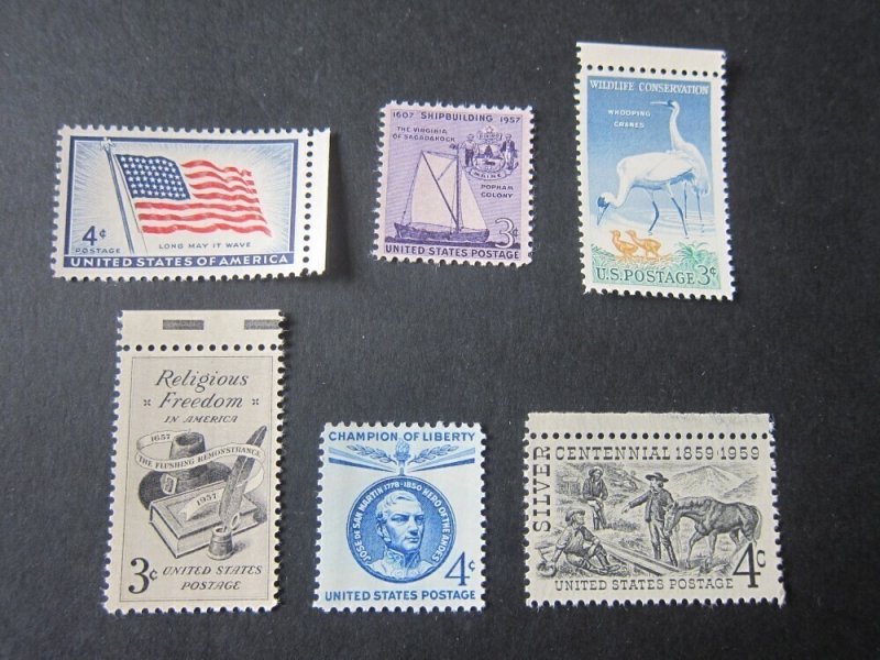United States 1957 Sc 1094-5,98-99,1125,30 sets(6) MNH