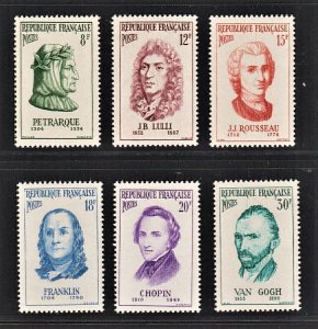 France 1956 Famous Persons, Van Gogh etc (6v Cpt) V Fine MNH CV$15