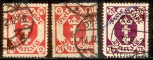 Danzig 1922 SC# 81,83,90 Used CH4