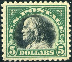 1919 US Stamp #524 $5 Mint Never Hinged VF Catalogue Value $525 Certified