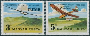 Hungary Stamps 1989 MNH Old Timer Rally Gliding Aircraft Aviation 2v Set