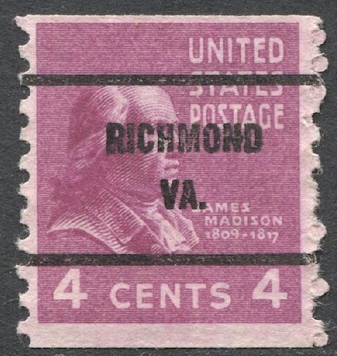 US Sc 843 Used 4c Prexy Coil, RICHMOND / VA. Bureau Precancel VF, 843-61