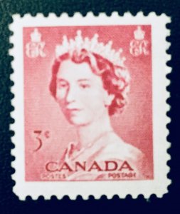 Canada #327 3¢ Queen Elizabeth II (1953). MNH